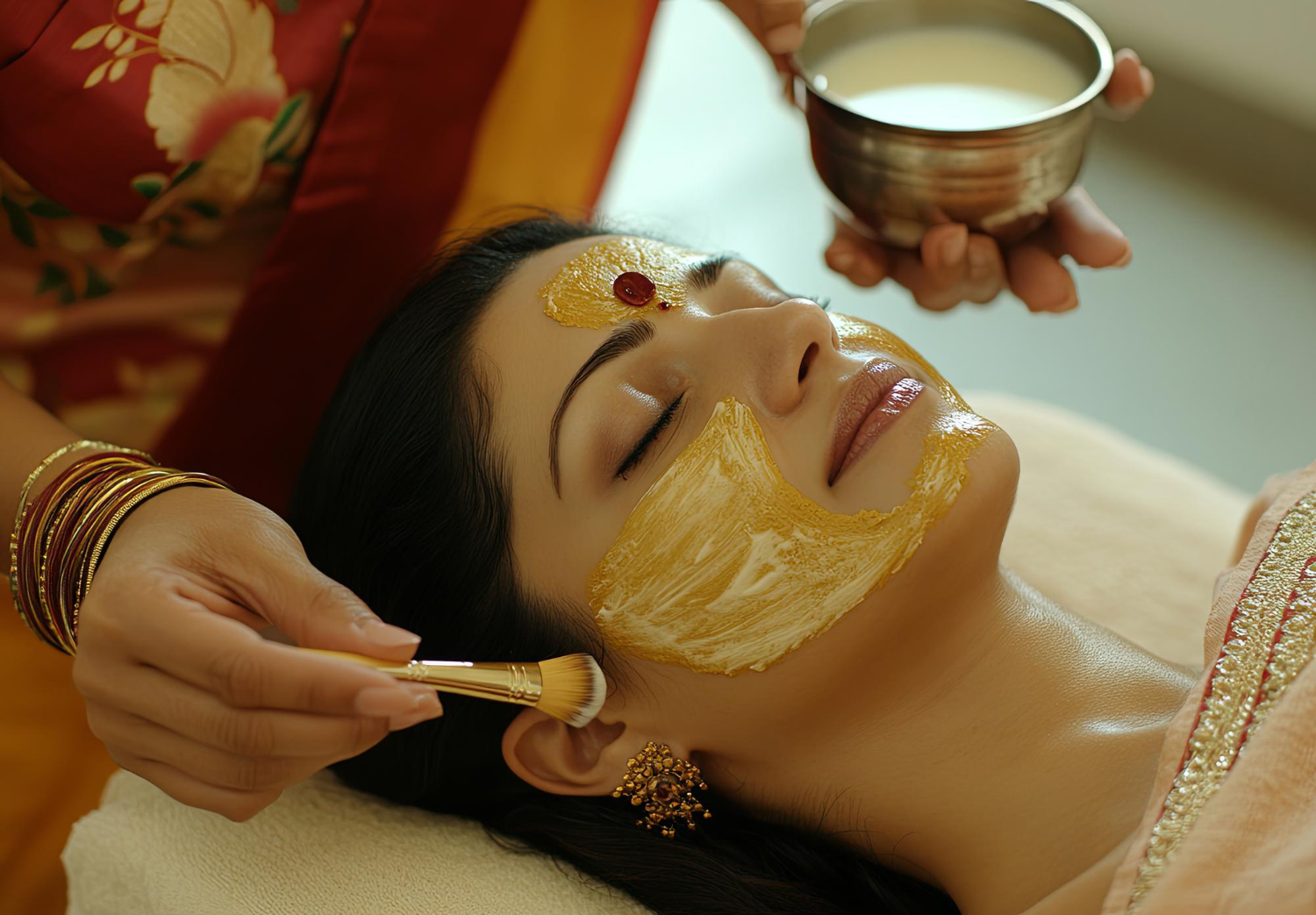 Mukhabhyanga face massage with traditional herbal Lepana paste